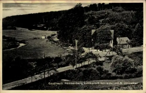 Ak Schieder Schwalenberg in Lippe, Panorama, Gasthaus Nessenberg