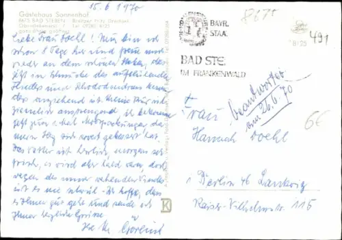 Ak Bad Steben in Oberfranken, Gästehaus Sonnenhof
