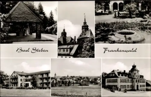 Ak Bad Steben im Frankenwald, Genesungsheim, Gesamtansicht, Brunnen