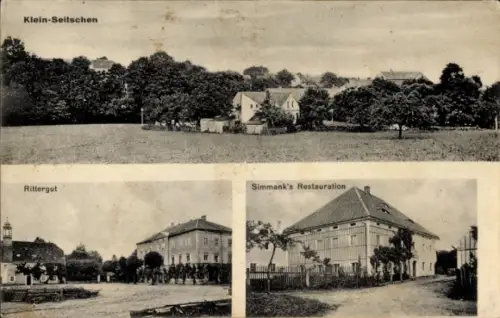 Ak Klein Seitschen Göda in der Oberlausitz, Teilansicht, Rittergut, Simmank's Restaurant