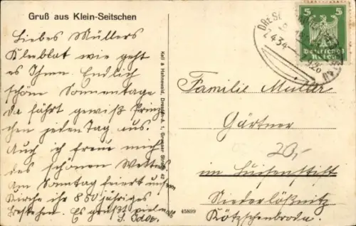 Ak Klein Seitschen Göda in der Oberlausitz, Teilansicht, Rittergut, Simmank's Restaurant