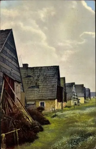 Ak Zinnwald Georgenfeld Altenberg im Erzgebirge, Bauernhäuser, Nenke und Ostermaier Serie III