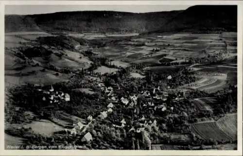 Ak Weiler in den Bergen Schwäbisch Gmünd in Württemberg, Luftaufnahme von Weiler, ländliche Umgeb