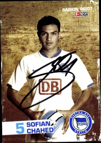 Autogrammkarte Fußballer Sofian Chahed, Hertha BSC, Autogramm
