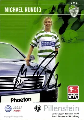 Autogrammkarte Fußballer Michael Rundio, SpVgg Greuther Fürth, Autogramm