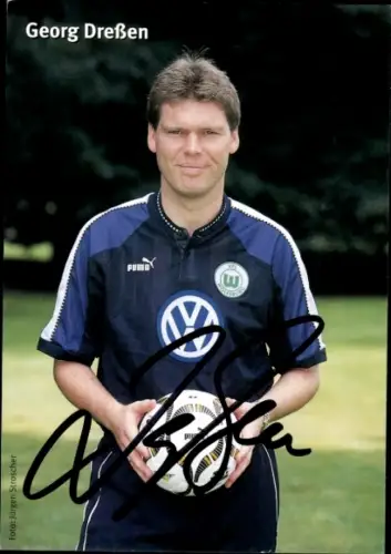 Autogrammkarte Co Trainer Georg Dreßen, VfL Wolfsburg, Autogramm