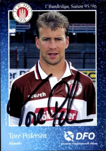 Autogrammkarte Fußballer Tore Pedersen, FC St. Pauli, Autogramm