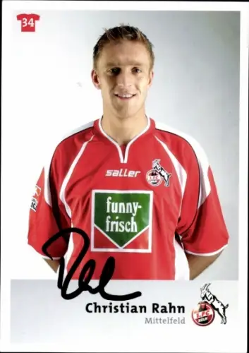 Autogrammkarte Fußballer Christian Rahn, 1. FC Köln, Autogramm