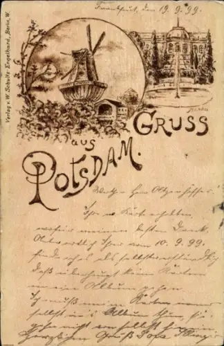 Litho Potsdam, Schloss, Historische Mühle