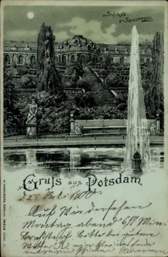 Mondschein Litho Potsdam, Schloss Sanssouci