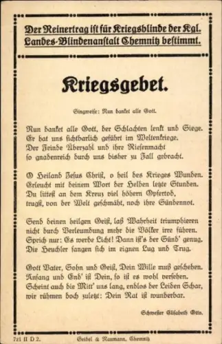 Ak Kriegsgebet, I. WK