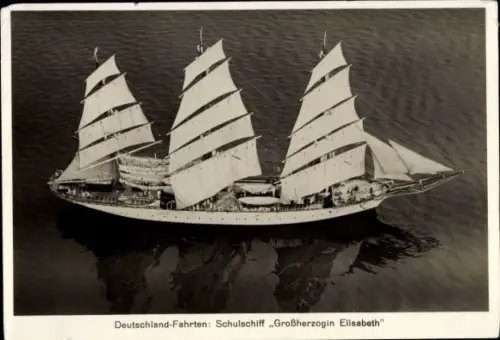 Sammelbild Zeppelin-Weltfahrten Nr. 254 Deutschland-Fahrten, Segelschulschiff Großherzogin Elisabeth