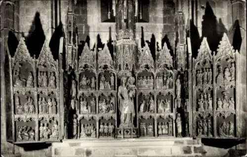 Ak Tortosa Katalonien, Altar mit Figuren, gotische Schnitzereien,  Spanien
