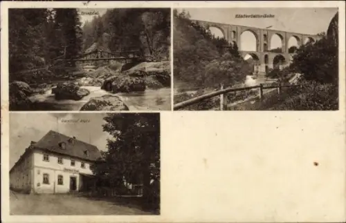 Ak Jocketa Pöhl im Vogtland, Elstertalbrücke, Gasthof Pöhl