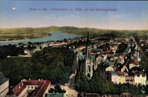 Ak Bonn am Rhein, Bonn a. Rh., Totalansicht, Blick auf das Siebengebirge, Stadtansicht