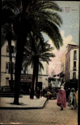 Ak Bone Annaba Algerien, Palmbaum, Straße, Menschen, Gebäude, Oucher,  Xavier Martin, CAP