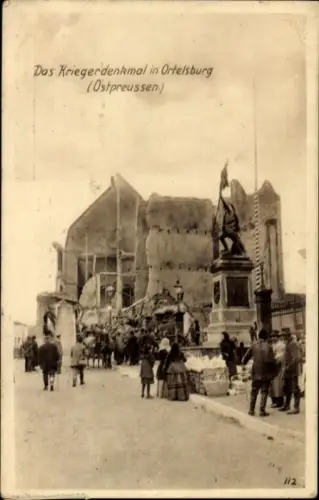 Ak Szczytno Ortelsburg Ostpreußen, Kriegerdenkmal, Kriegszerstörung I. WK