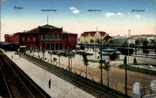 Ak Poznań Posen, Hauptbahnhof, Post