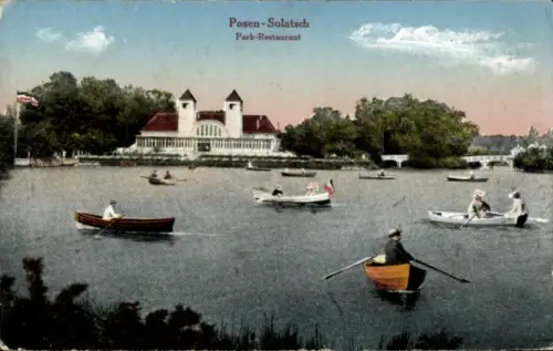 Ak Sołacz Solatsch Poznań Posen, Parkrestaurant, Ruderboote