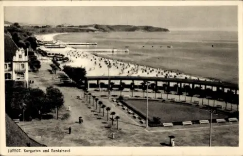 Ak Sopot Gdańsk Zoppot Danzig, Kurgarten mit Nordstrand