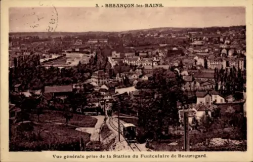 CPA Besançon-les-Bains Doubs, Vue générale prise de la Station du Funiculaire de Beauregard