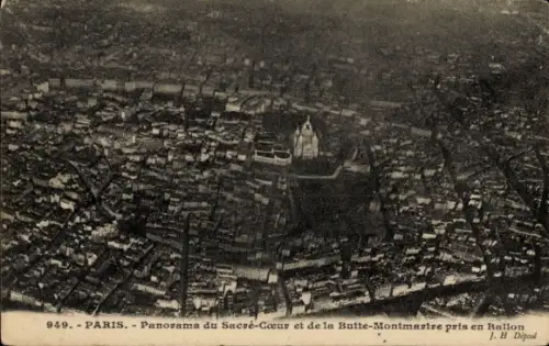 Ak Paris XVIII Montmartre, Luftaufnahme von Sacré-Cœur, Butte-Montmartre, Paris