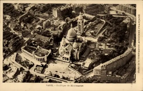 Ak Paris XVIII Montmartre, Luftaufnahme der Basilika