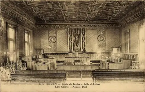 Ak Rouen Seine Maritime, Palais de Justice, Salle d'Assises, Gerichtssaal, Rouen