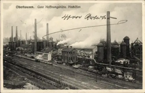 Ak Oberhausen im Ruhrgebiet, Gute Hoffnungshütte, Hochöfen