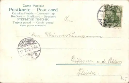 Litho Turnfest Köln 1905, Turner, Gut Heil, Turnvater Jahn