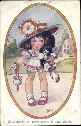 Künstler Ak Wuyts, A., Mädchen mit einem Hund auf dem Arm