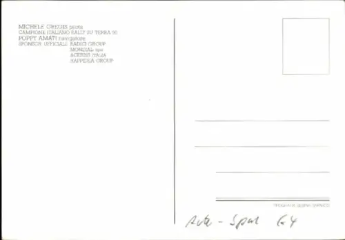 Ak Rennfahrer Michele Gregis, Paolo Poppy Amati, Rallye