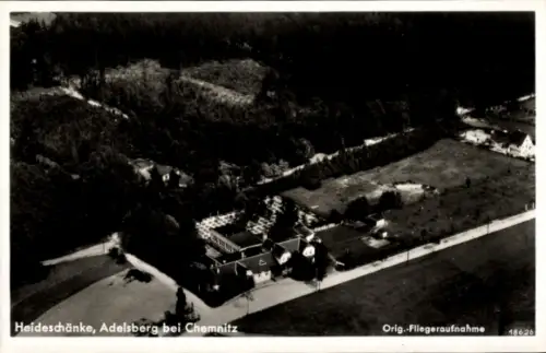 Ak Adelsberg in Chemnitz Sachsen, Fliegeraufnahme, Heideschänke
