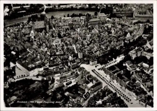 Ak Ansbach in Mittelfranken Bayern, Luftaufnahme von   Architektur, Stadtansicht, 1938, nmotiv
