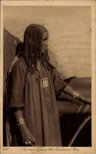 Ak Assuan Ägypten, Person vom Volk der Bisharin