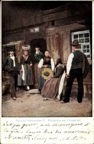 Ak Lehengericht Kinzigthal, Familie, Badische Volkstrachten