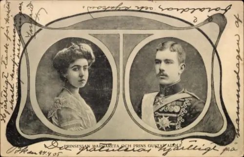 Ak Prinzessin Margareta, Prinz Gustaf Adolf, Portrait