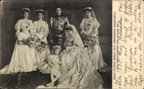 Ak Prinz Gustav VI. Adolf, Prinzessin Margareta, Hochzeit 1905