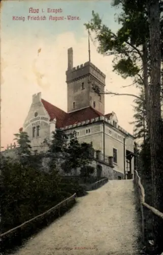 Ak Aue im Erzgebirge Sachsen, Aue 1. Erzgeb., König Friedrich August-Warte, Gebäude, Natur