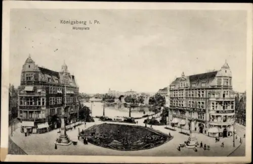 Ak Kaliningrad Königsberg Ostpreußen, Königsberg i. Pr., Münzplatz, Stadtansicht,  Gebäude