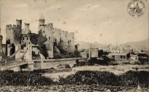 Ak Conway Conwy Wales, Conwy Castle, Brücke, Fluss, Landschaft, 