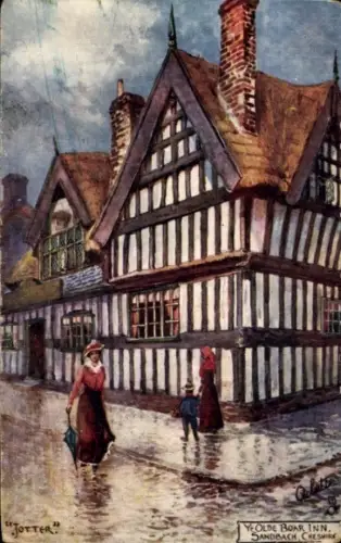 Ak Sandbach North West England, JOTTER, Ye Olde Boar Inn,  Cheshire, alte Fachwerkhäuser