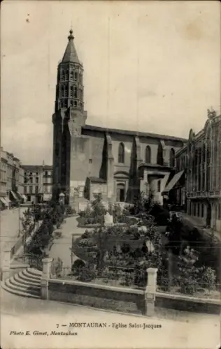 Ak Montauban Tarn et Garonne, Eglise Saint-Jacques,  Foto E. Gimet