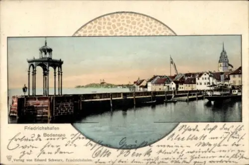 Passepartout Ak Friedrichshafen am Bodensee, Seehafen, Dampfer