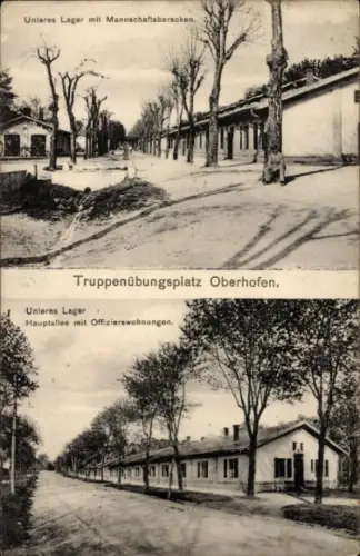 Ak Oberhoffen sur Moder Oberhofen Elsass Bas Rhin, Truppenübungsplatz, Mannschaftsbaracken