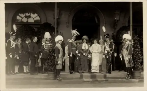 Ak Empfang Ihrer Königl. Hoheiten des Großherzogs und der Großherzogin von Mecklenburg-Schwerin