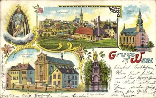 Litho Werl im Kreis Soest, Franziskaner Kloster, Gnadenbild, Propster Kirche
