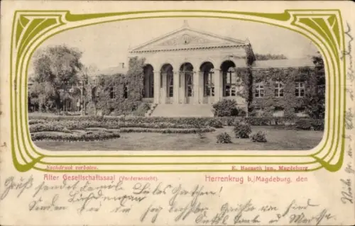 Passepartout Ak Herrenkrug Magdeburg, alter Gesellschaftssaal