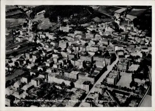Ak Gottesberg Tannenbergsthal im Vogtland, Luftaufnahme von  Hochste Stadt von Preussen, 592 m ü.