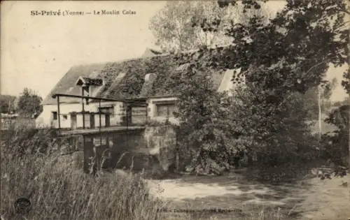 Ak Saint Privé Yonne, Moulin Colas